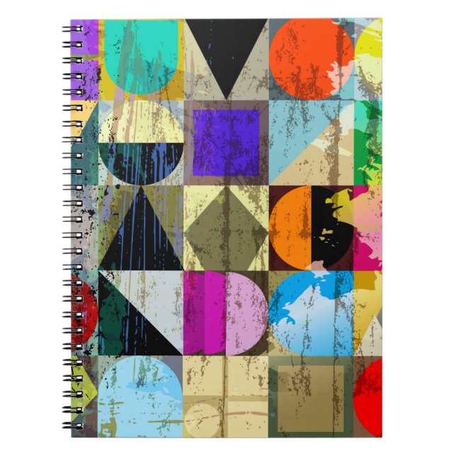 Cuaderno composición de fondo geométrico abstracto, con st (Frente)