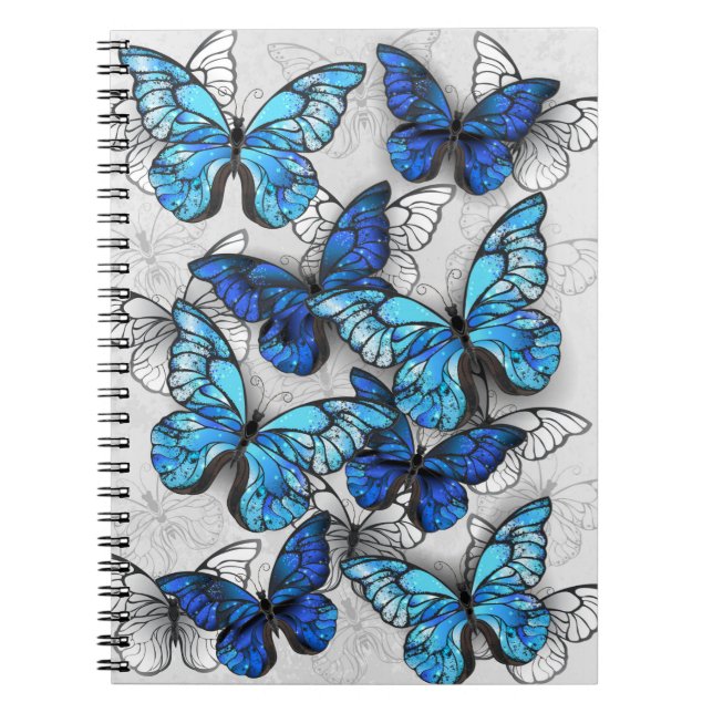 Cuaderno Composición de las mariposas blancas y azules (Frente)