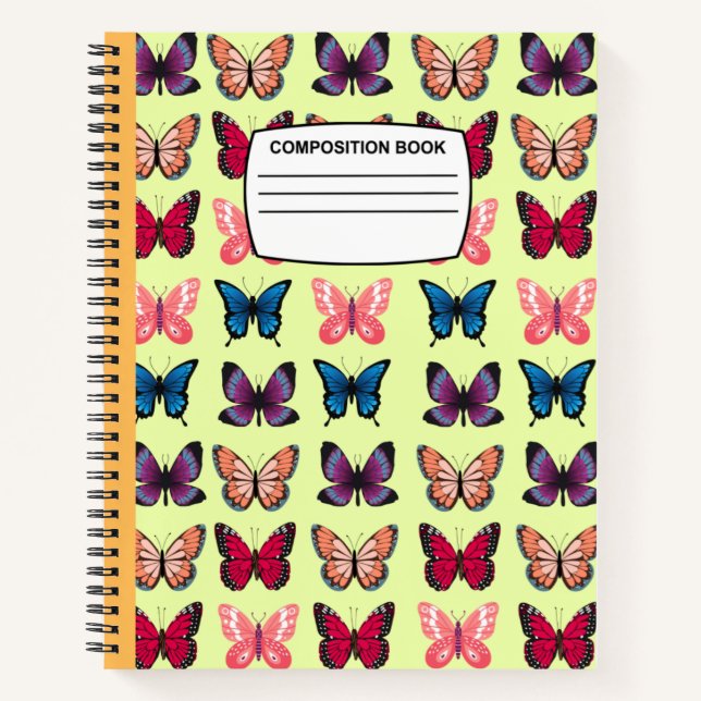 Cuaderno Composición de las mariposas en espiral vintage (Anverso)