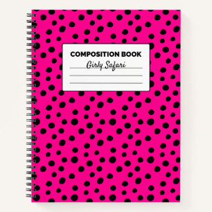 Cuaderno Composición de lunares de guepardo rosa caliente y