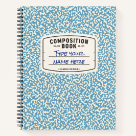 Cuaderno Composición de personalizado portátil azul con eti
