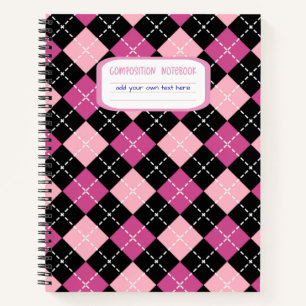 Cuaderno Composición de pinza rosada y negra de argla