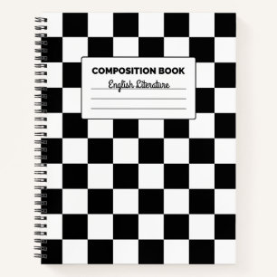 Cuaderno Composición de tablero de ajedrez en blanco y negr