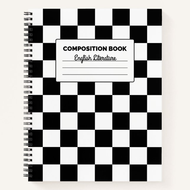 Cuaderno Composición de tablero de ajedrez en blanco y negr (Anverso)