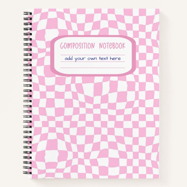 Cuaderno Composición del verificador rosado preppy (Anverso)