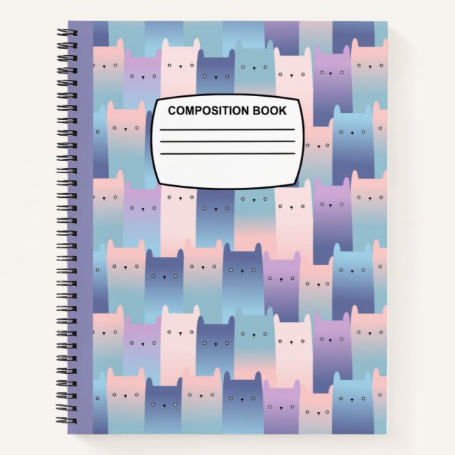 Cuaderno Composición espiral de gatos rosados sin piel (Anverso)