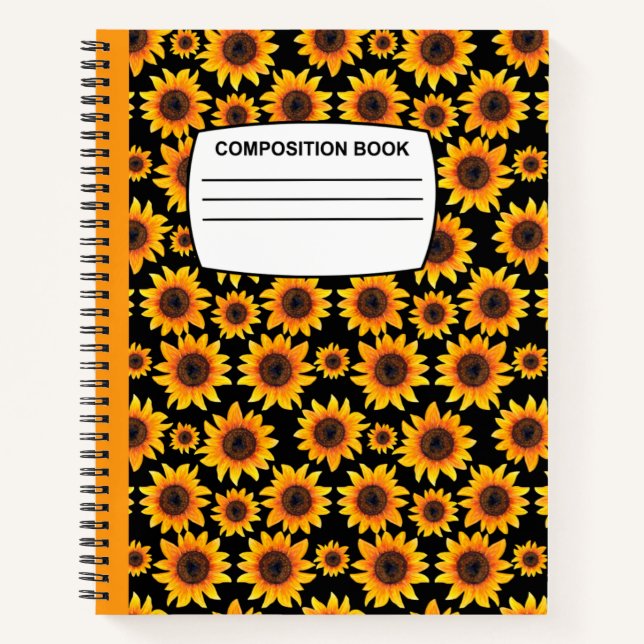 Cuaderno Composición espiral de girasoles vintage (Anverso)