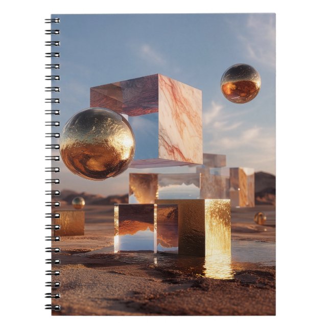 Cuaderno Composición geométrica surrealista con esferas dor (Frente)