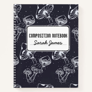 Cuaderno Composición negra personalizada de hongos estético