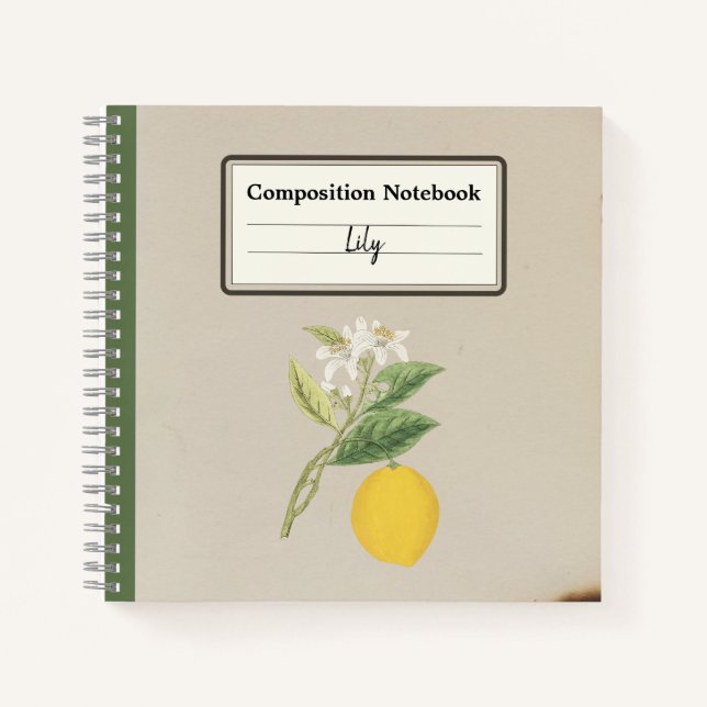 Cuaderno Composición personalizada con limón de mano (Anverso)