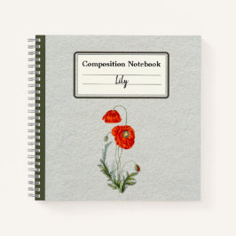 Cuaderno Composición personalizada de flor de amapola roja