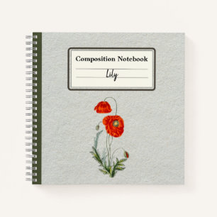 Cuaderno Composición personalizada de flor de amapola roja