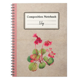 Cuaderno Composición personalizada de flor de galax con bor