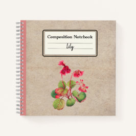 Cuaderno Composición personalizada de flor de galax con bor