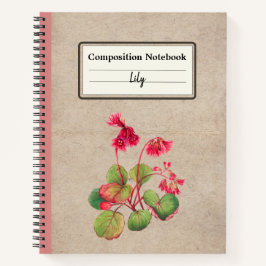 Cuaderno Composición personalizada de flor de galax con bor