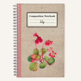 Cuaderno Composición personalizada de flor de galax con bor