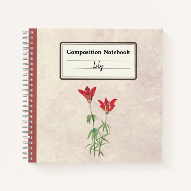 Cuaderno Composición personalizada de flores de lirio de ma (Anverso)