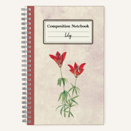 Cuaderno Composición personalizada de flores de lirio de ma