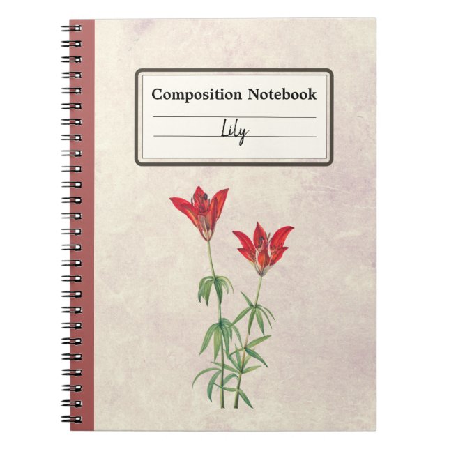 Cuaderno Composición personalizada de flores de lirio de ma (Frente)