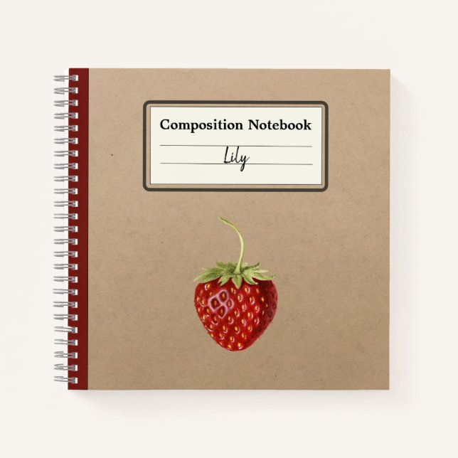 Cuaderno Composición personalizada de fresa vintage (Anverso)