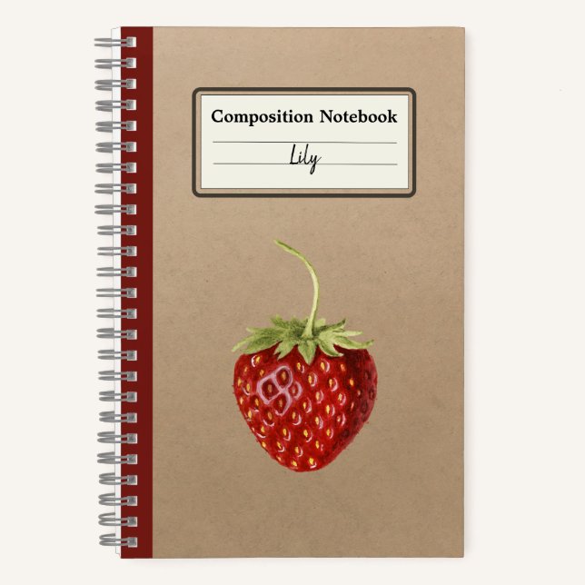 Cuaderno Composición personalizada de fresa vintage (Anverso)