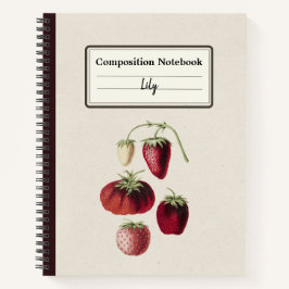 Cuaderno Composición personalizada de fresas dibujadas a ma