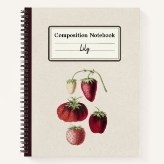 Cuaderno Composición personalizada de fresas dibujadas a ma