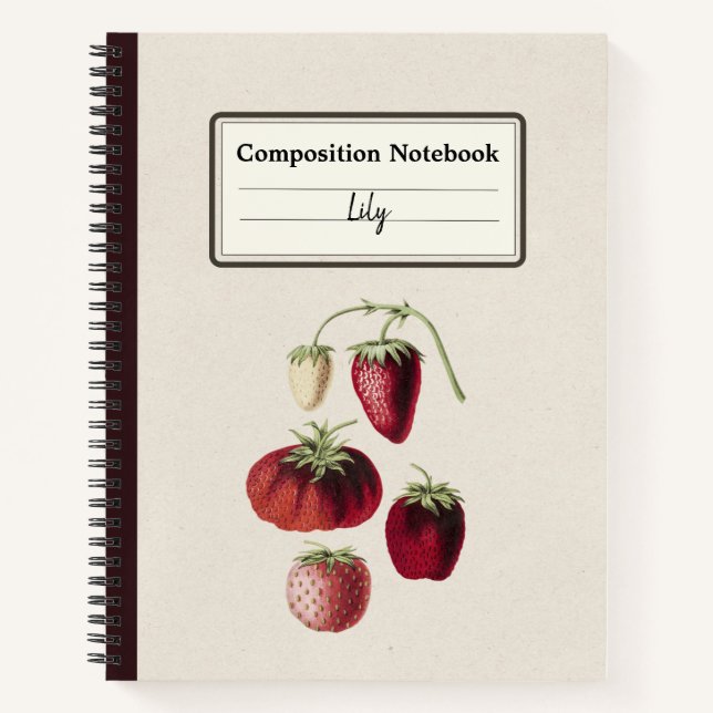 Cuaderno Composición personalizada de fresas dibujadas a ma (Anverso)