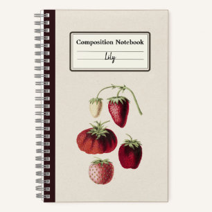 Cuaderno Composición personalizada de fresas dibujadas a ma