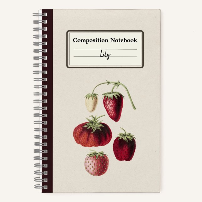 Cuaderno Composición personalizada de fresas dibujadas a ma (Anverso)