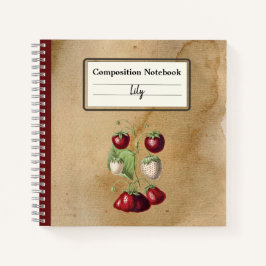 Cuaderno Composición personalizada de fresas en crecimiento
