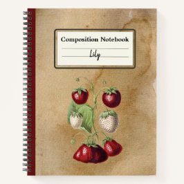 Cuaderno Composición personalizada de fresas en crecimiento