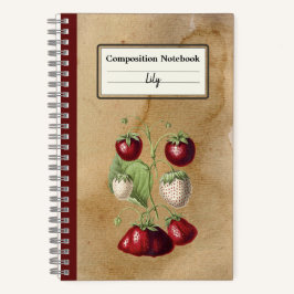 Cuaderno Composición personalizada de fresas en crecimiento