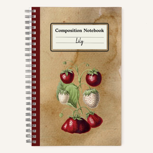 Cuaderno Composición personalizada de fresas en crecimiento (Anverso)