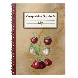 Cuaderno Composición personalizada de fresas en crecimiento