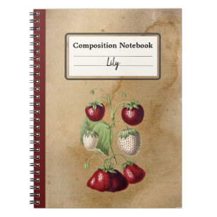 Cuaderno Composición personalizada de fresas en crecimiento