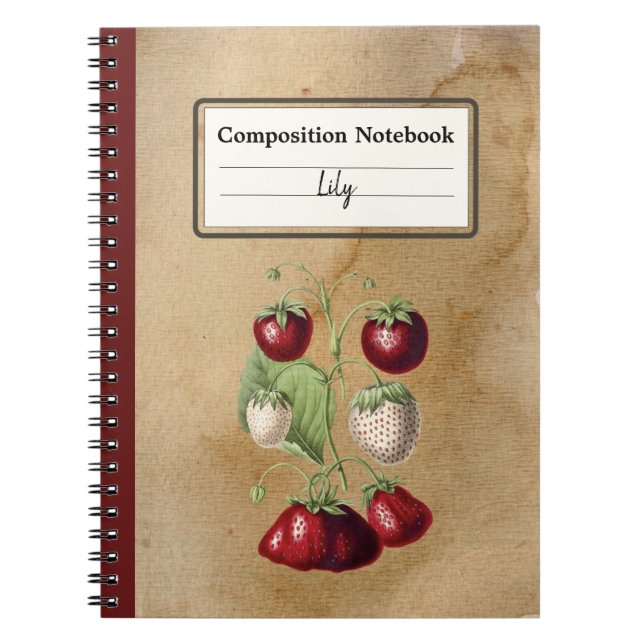 Cuaderno Composición personalizada de fresas en crecimiento (Frente)
