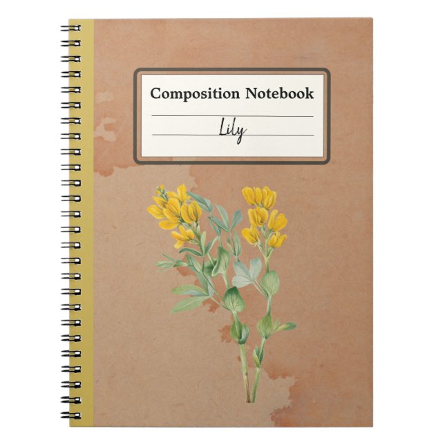 Cuaderno Composición personalizada de la flor de Goldenpea (Frente)