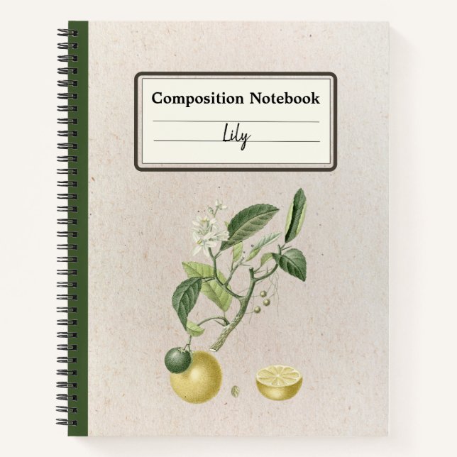 Cuaderno Composición Personalizada de Lemones Creciendo (Anverso)