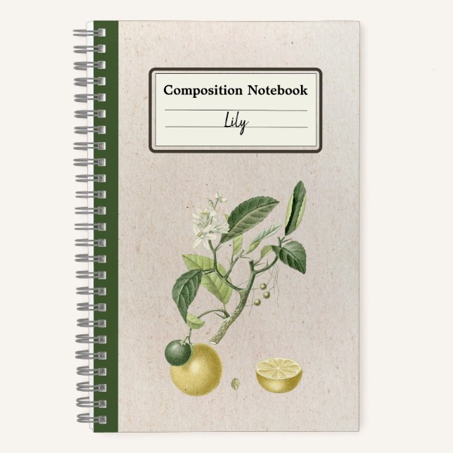 Cuaderno Composición Personalizada de Lemones Creciendo (Anverso)