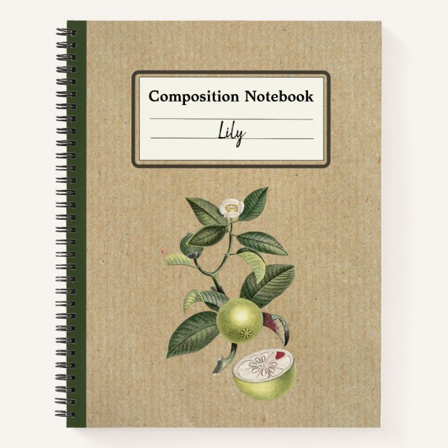 Cuaderno Composición personalizada de mangostino verde vint (Anverso)