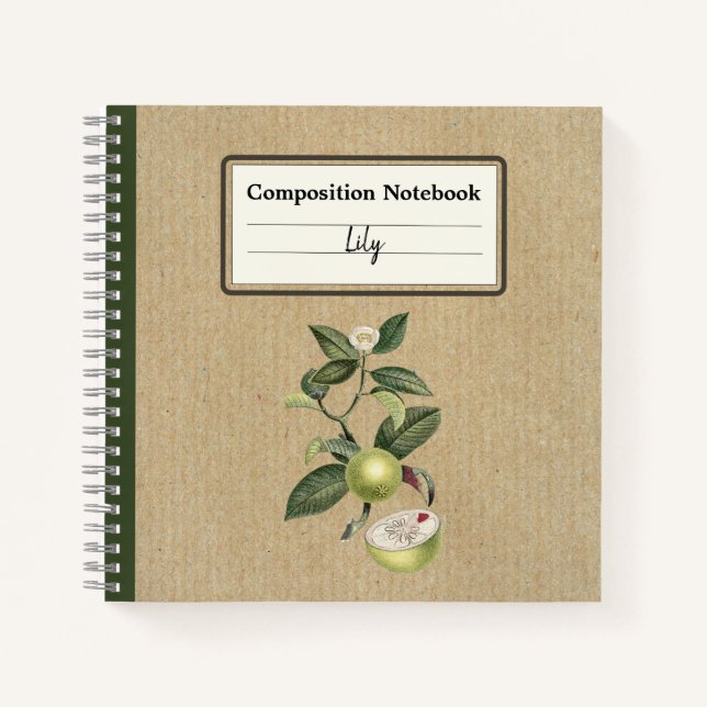 Cuaderno Composición personalizada de mangostino verde vint (Anverso)