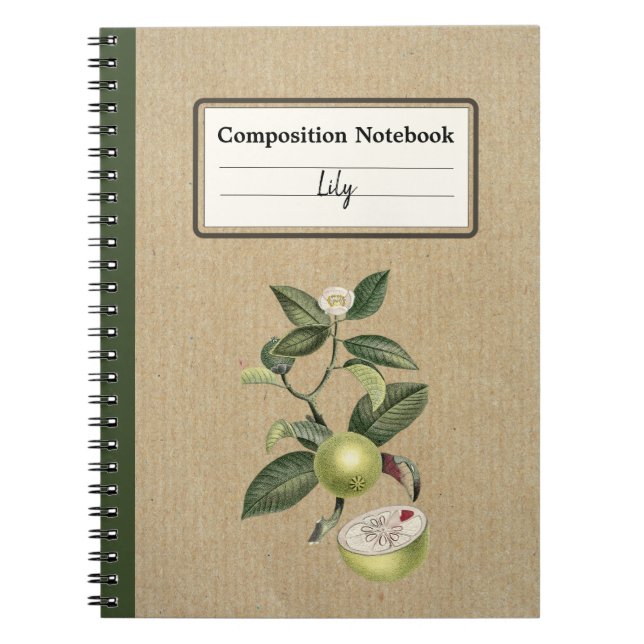 Cuaderno Composición personalizada de mangostino verde vint (Frente)
