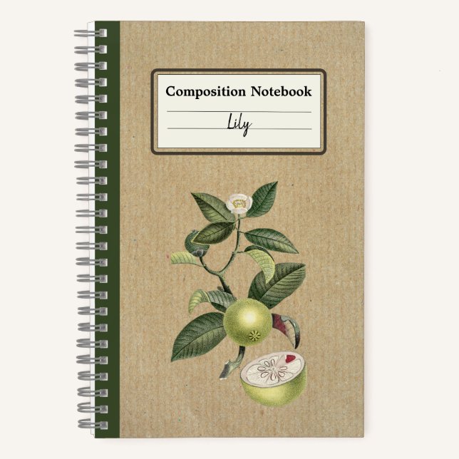 Cuaderno Composición personalizada de mangostino verde vint (Anverso)