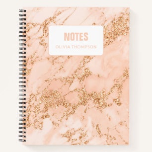Cuaderno Composición personalizada de oro Rosa de mármol 
