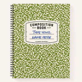 Cuaderno Composición personalizado portátil verde con etiqu
