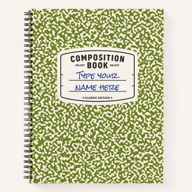 Cuaderno Composición personalizado portátil verde con etiqu (Anverso)