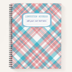Cuaderno Composición preppy azul y rosada en relieve