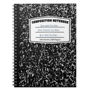 Cuaderno Composición veteada blanco y negro de la impresi
