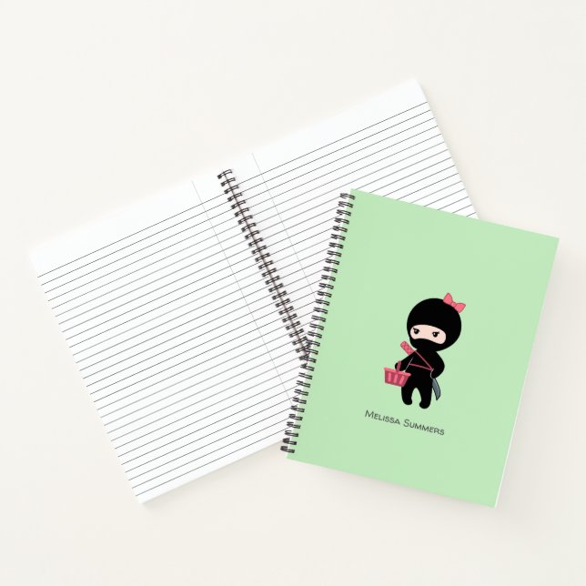 Cuaderno Comprando nombre personalizado Chica Ninja en verd (Interior)